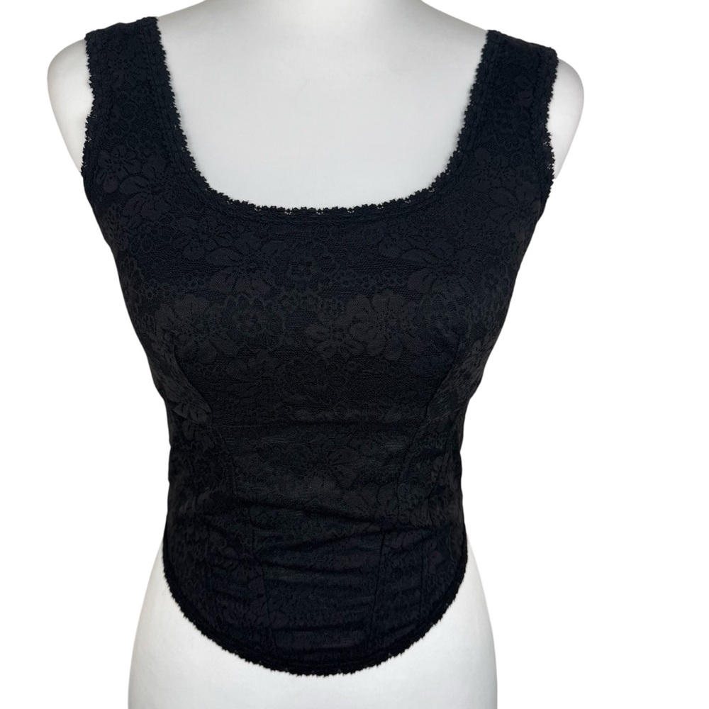 NWT PiNK Victoria’s Secret The Cinched Corset Black Lace Bralette Tank Top M DD